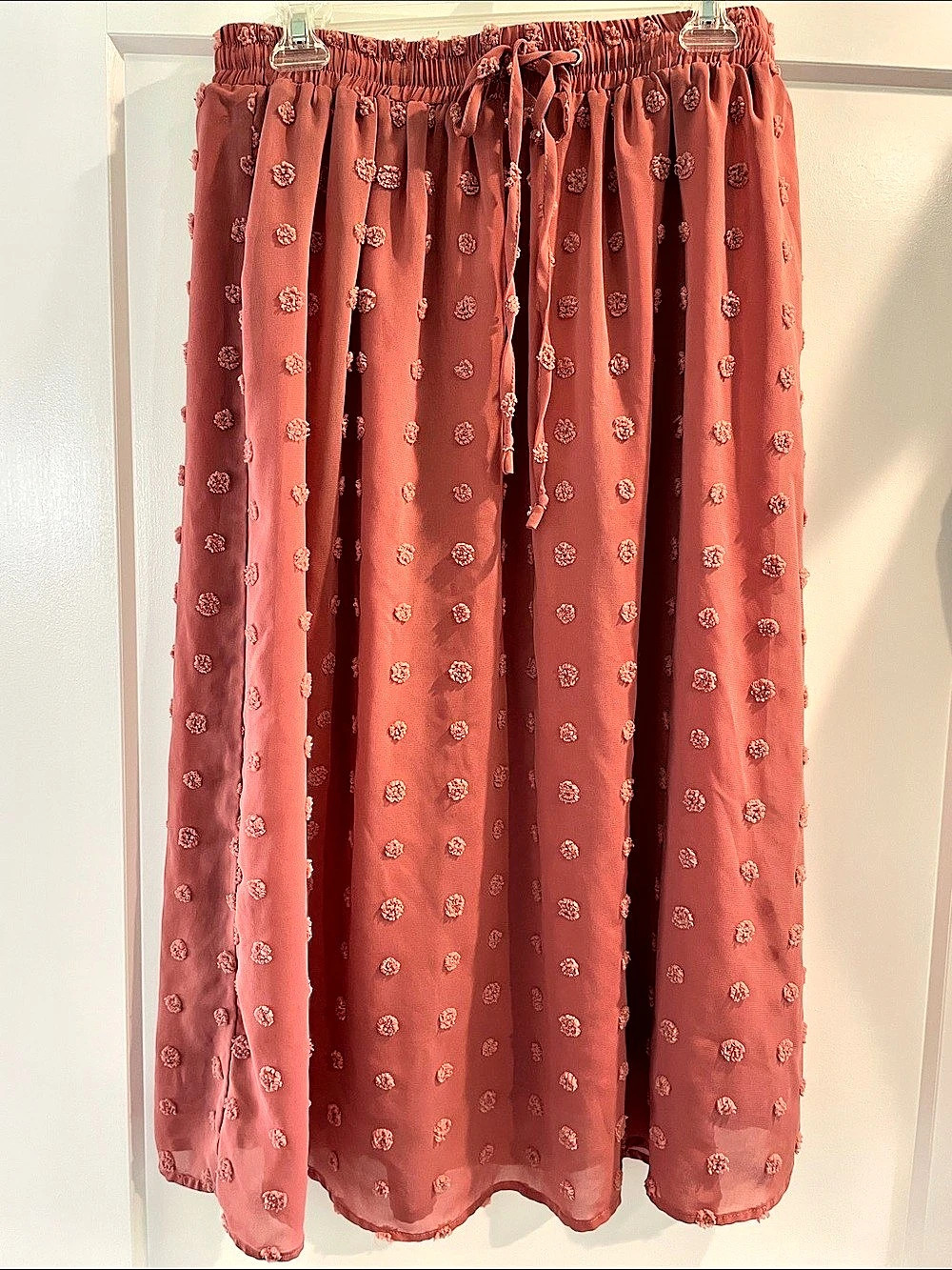 Jodifl Women's Polka Dot Maxi Skirt Pink Medium (lighting is off) pink /mauve